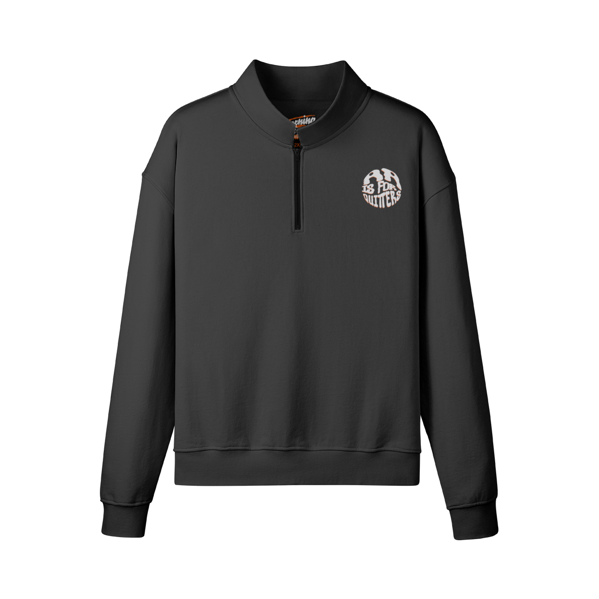AA Is For Quitters Embroidered Quarter Zip Sweatshirt